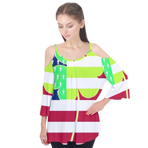 Usa Ireland American Flag Shamrock Irish Funny St Patrick Country Flag  Flutter Tees by yoursparklingshop