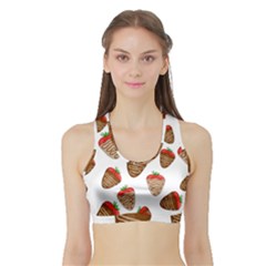 Chocolate Strawberries  Sports Bra With Border by Valentinaart