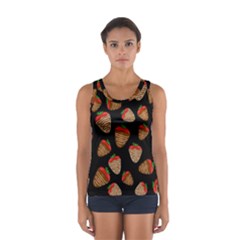Chocolate Strawberries Pattern Women s Sport Tank Top  by Valentinaart
