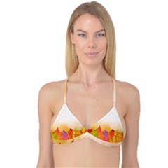Autumn Leaves Colorful Fall Foliage Reversible Tri Bikini Top by Amaryn4rt