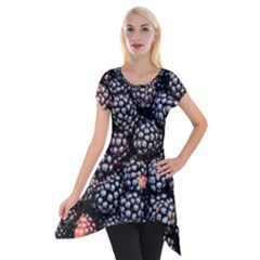 Blackberries Background Black Dark Short Sleeve Side Drop Tunic by Amaryn4rt
