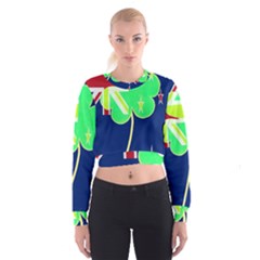 Irish Shamrock New Zealand Ireland Funny St  Patrick Flag Women s Cropped Sweatshirt by yoursparklingshop