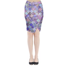 Blue Moroccan Mosaic Midi Wrap Pencil Skirt by Brittlevirginclothing