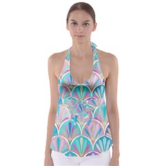 Colorful Lila Toned Mosaic Babydoll Tankini Top by Brittlevirginclothing