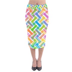 Abstract Pattern Colorful Wallpaper Velvet Midi Pencil Skirt by Amaryn4rt