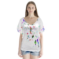 Star Structure Many Repetition Flutter Sleeve Top by Amaryn4rt