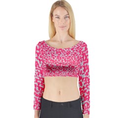 Template Deep Fluorescent Pink Long Sleeve Crop Top by Amaryn4rt
