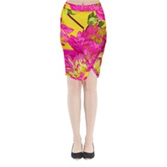 Cute Pink Flower Midi Wrap Pencil Skirt by Brittlevirginclothing