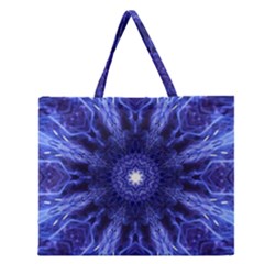 Tech Neon And Glow Backgrounds Psychedelic Art Zipper Large Tote Bag by Amaryn4rt