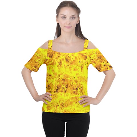 Yellow Abstract Background Women s Cutout Shoulder Tee by Amaryn4rt