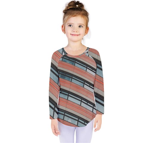 Architecture Building Glass Pattern Kids  Long Sleeve Tee by Amaryn4rt
