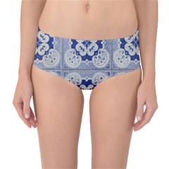 Ceramic Portugal Tiles Wall Mid-waist Bikini Bottoms by Amaryn4rt