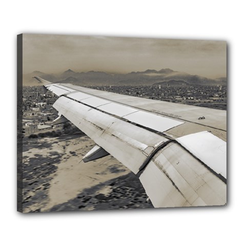 Airplane Arriving To Small Town Canvas 20  X 16  by dflcprints