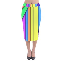 More Color Abstract Pattern Velvet Midi Pencil Skirt by Nexatart
