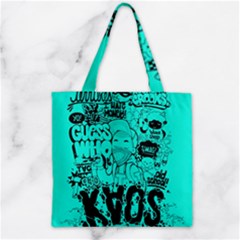 Typography Illustration Chaos Zipper Grocery Tote Bag by Nexatart
