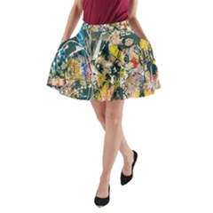 Art Graffiti Abstract Lines A-line Pocket Skirt by Nexatart
