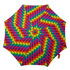 Rainbow 3d Cubes Red Orange Hook Handle Umbrellas (medium) by Nexatart