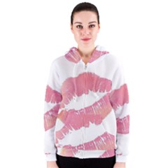 Pink Lips Women s Zipper Hoodie by Brittlevirginclothing