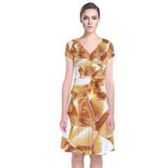 Golden Crystals Short Sleeve Front Wrap Dress by Brittlevirginclothing