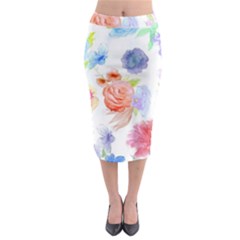 Watercolor Colorful Roses Midi Pencil Skirt by Brittlevirginclothing