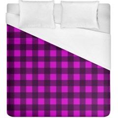 Magenta And Black Plaid Pattern Duvet Cover (king Size) by Valentinaart