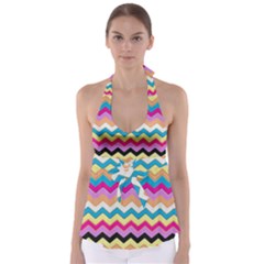 Chevrons Pattern Art Background Babydoll Tankini Top by Nexatart