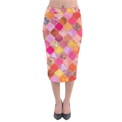 Warm Moroccan Mosaid Velvet Midi Pencil Skirt by Brittlevirginclothing