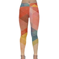 Colorful Warm Colored Quares Classic Yoga Leggings by Brittlevirginclothing