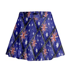 Australian Flag Urban Grunge Pattern Mini Flare Skirt by dflcprintsclothing
