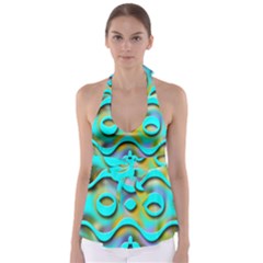 Background Braid Fantasy Blue Babydoll Tankini Top by Nexatart