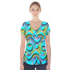 Background Braid Fantasy Blue Short Sleeve Front Detail Top by Nexatart