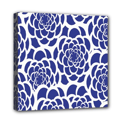 Blue And White Flower Background Mini Canvas 8  X 8  by Nexatart
