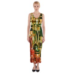 Candles Christmas Market Colors Fitted Maxi Dress by Nexatart