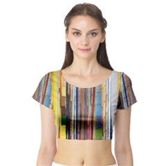 Fabric Short Sleeve Crop Top (tight Fit) by Nexatart
