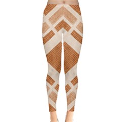 Fabric Textile Tan Beige Geometric Leggings  by Nexatart