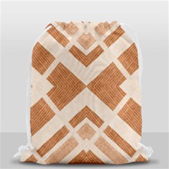 Fabric Textile Tan Beige Geometric Drawstring Bag (small) by Nexatart