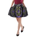 Fractal Sparkling Purple Abstract A-Line Pocket Skirt View1