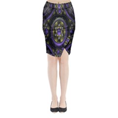Fractal Sparkling Purple Abstract Midi Wrap Pencil Skirt by Nexatart
