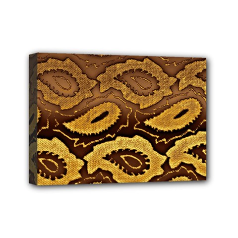 Golden Patterned Paper Mini Canvas 7  X 5  by Nexatart