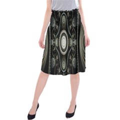 Fractal Beige Blue Abstract Midi Beach Skirt by Nexatart