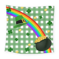 St  Patrick s Day Rainbow Square Tapestry (large) by Valentinaart