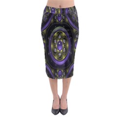 Fractal Sparkling Purple Abstract Midi Pencil Skirt by Nexatart