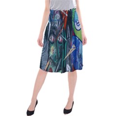 Graffiti Art Urban Design Paint Midi Beach Skirt by Nexatart