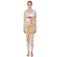 Orange Swirls Long Sleeve Catsuit by SheGetsCreative