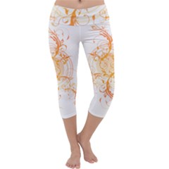 Orange Swirls Capri Yoga Leggings by SheGetsCreative