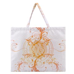 Orange Swirls Zipper Large Tote Bag by SheGetsCreative