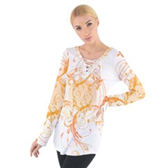 Orange Swirls Women s Tie Up Tee by SheGetsCreative