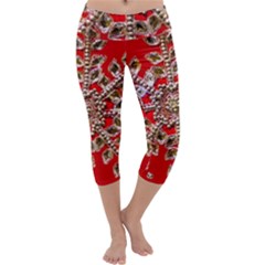Snowflake Jeweled Capri Yoga Leggings by Nexatart