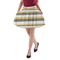 Textile Design Knit Tan White A-line Pocket Skirt by Nexatart