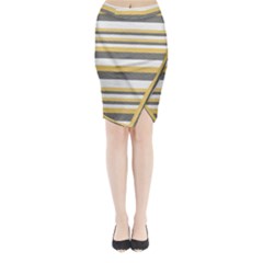Textile Design Knit Tan White Midi Wrap Pencil Skirt by Nexatart